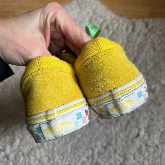 Vans Rare Yellow Canvas and Suede Multi-Colored Checkered White Soles Size 3 - Picture 8 of 10